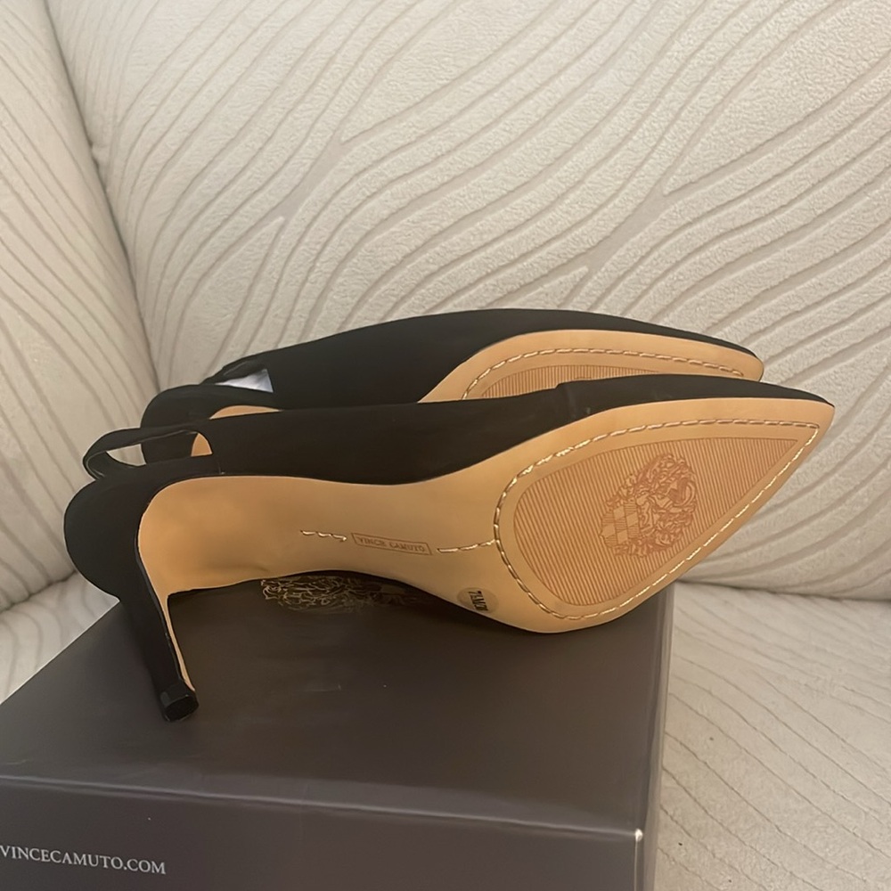 Vince Camuto AMPERETA Pump Black Suede Pointed Toe Sling Back dress Pumps 7,5 US - Picture 8 of 9